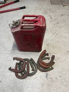 lot 33 image: Jerry Can & Horse Shoes