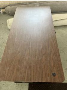 lot 69 image: Black and wooden metal desk