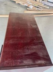 lot 71 image: Red Solid Wooden Desk 4-drawer