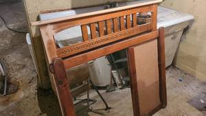 lot 105 image: Set of two vintage wood framed mirrors