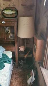 lot 131 image: Full size Bed frame with shelves