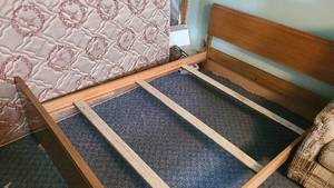 lot 156 image: Vintage full size Wooden bedframe