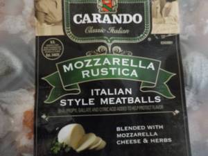 lot 306 image: 4- 16 oz Frozen Pkg Carando Mozzarella Rustica Italian Style Meatballs