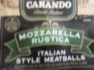 lot 307 image: 4- 16 oz Frozen Pkg Carando Mozzarella Rustica Italian Style Meatballs
