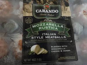 lot 309 image: 4- 16 oz Frozen Pkg Carando Mozzarella Rustica Italian Style Meatballs
