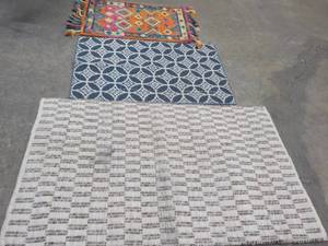 lot 57 image: 3 Accent Floor Rugs- new but needs ...
