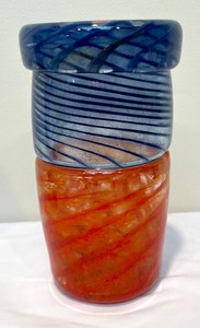 lot 131 image: Artisan hand Blown Colorful Vases, Plate and Paperweight