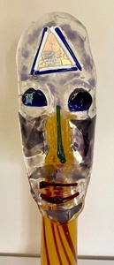 lot 10 image: Two Art Glass Figural Face Sculptures by Peter Zelle