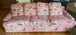 lot 53 image: Pretty Paisley Upholstered Sofa