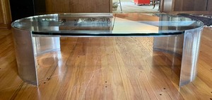 lot 7A image: Contemporary Chrome and Glass Coffee Table