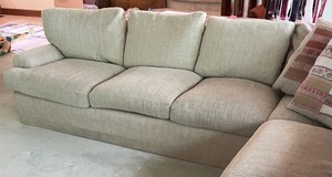 lot 6 image: Neutral Colored Upholstered Sectional Sofa  Couch