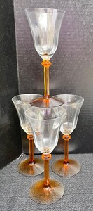 lot 151A image: Amber Stemmed and Golden Rimmed Stemware