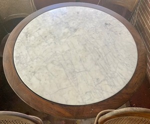 lot 240 image: Vintage Marble Top Table and Four Chairs