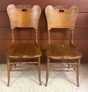 lot 249 image: Two Vintage Wooden Chairs
