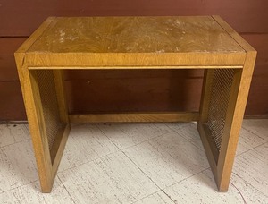 lot 256 image: Vintage Wooden Accent Table with Caned Sides