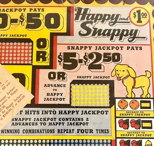 lot 321 image: New and Sealed Vintage Happy and Snappy Jackpot Pays Game Board