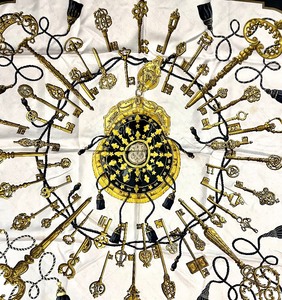 lot 325 image: Vintage Hermes Les Cles Silk Scarf