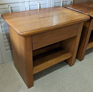 lot 79 image: Pair of Large Wood Nightstands Side Tables