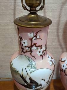 lot 80 image: Pair of Vintage Painted Ceramic Table Lamps