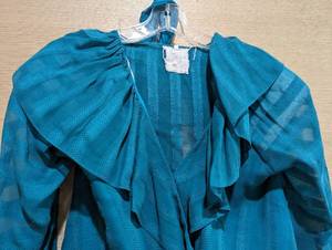 lot 83 image: Vintage Teal Charles Jourdan Two Piece Silk Dress