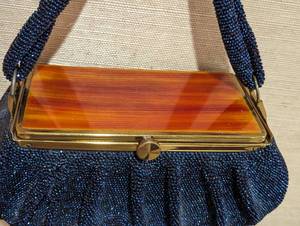 lot 111 image: Vintage Blue Beaded Handbag