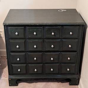 lot 120 image: Dark Green Painted Wood Dresser