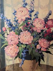 lot 122 image: Framed Floral Oil Painting by Louise Kelly