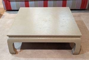 lot 13 image: Vintage Grey Painted Coffee Table by Baker