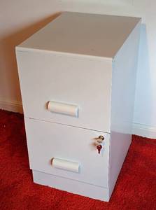lot 195 image: White Metal File Two Drawer Cabinet