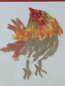 lot 196 image: Adorable Rooster Painting by Rita Meyers