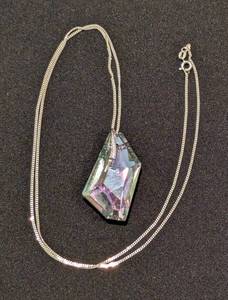lot 280 image: Large Crystal Pendant and Sterling Silver Chain