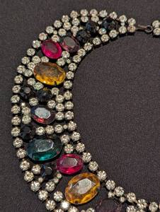 lot 281 image: Colorful Vintage Rhinestone Bib Necklace