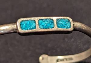 lot 282 image: Pair of Silver and Blue Stone Cuff Bracelets