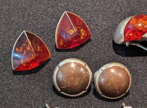 lot 284 image: Sterling Silver Amber and Stone Earrings