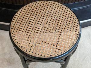lot 306 image: Painted Cane Topped Wood Stool