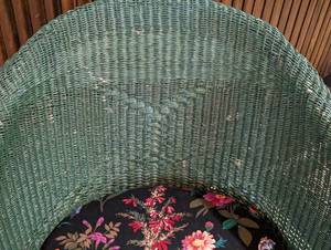 lot 351 image: Green Wicker Armchair