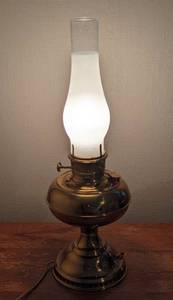 lot 355 image: Brass Kerosene Style Table Lamp