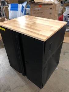 Husky Heavy Duty Welded 20-Gauge Steel 2-Door Garage Base Cabinet in Black (28 in. W x 32 in. H x 21.5 in. D) Customer Returns See Pictures