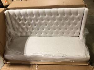 Home Decorators Collection Classic Biscuit Beige Upholstered Dining Accent Bench with Tufted Back (53 W) Customer Returns See Pictures