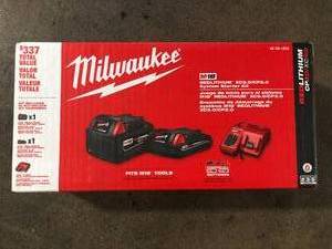Milwaukee M18 18-Volt Lithium-Ion Starter Kit with One 5.0 Ah and One 2.0 Ah Battery and Charger  Customer Returns See Pictures