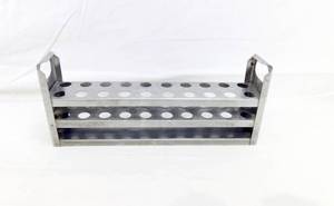 lot 25 image: 20 Slot Stainless Steel Test Tube Rack
