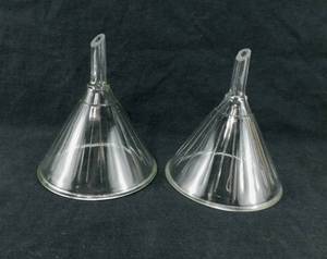 lot 12 image: Lot of 2 Mercer Glass Works 16oz Glass Ribbed Funnels