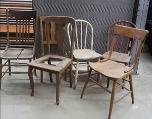 lot 13 image: 6 VINTAGE CHUNKS OF CHAIRS .
