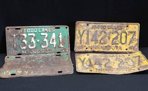 lot 28 image: 1954  1955  MINNESOTA LICENSE PLATES