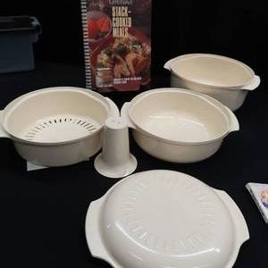 lot 59 image: TUPPERWAVE STACK COOKER  BOOK  STONE WAVE (NEW)