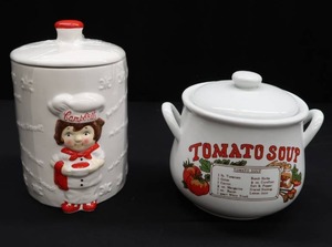 lot 110 image: 2 SOUP COOKIE JARS CAMPBELLS AND TOMATO SOUP