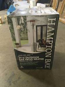 lot 7 image: Hampton Bay 48000 BTU Stainless Steel Patio Heater   Customer Returns See Pictures