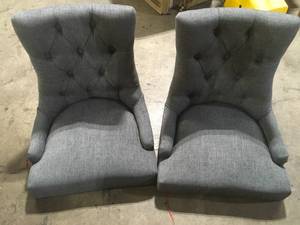 lot 11 image: StyleWell Bakerford Charcoal Gray Upholstered Dining Chair with Tufted Back (Set of 2)   Customer Returns See Pictures