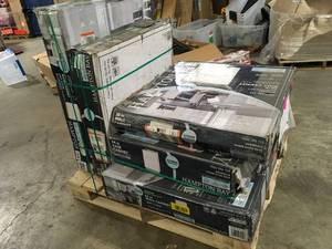 lot 18 image: Lot of Assorted Hampton Bay Wall Cabinets Various Sizes and Conditions Customer Returns See Pictures