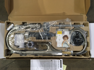 lot 29 image: Saybrook Filtered Single-Handle Pull Down Sprayer Kitchen Faucet in Stainless Steel Customer Returns See Pictures